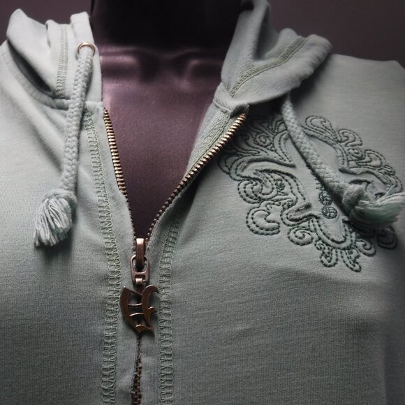 Vertigo Paris Fleur de Lys Hoodie in moss green size Medium - Picture 3 of 7